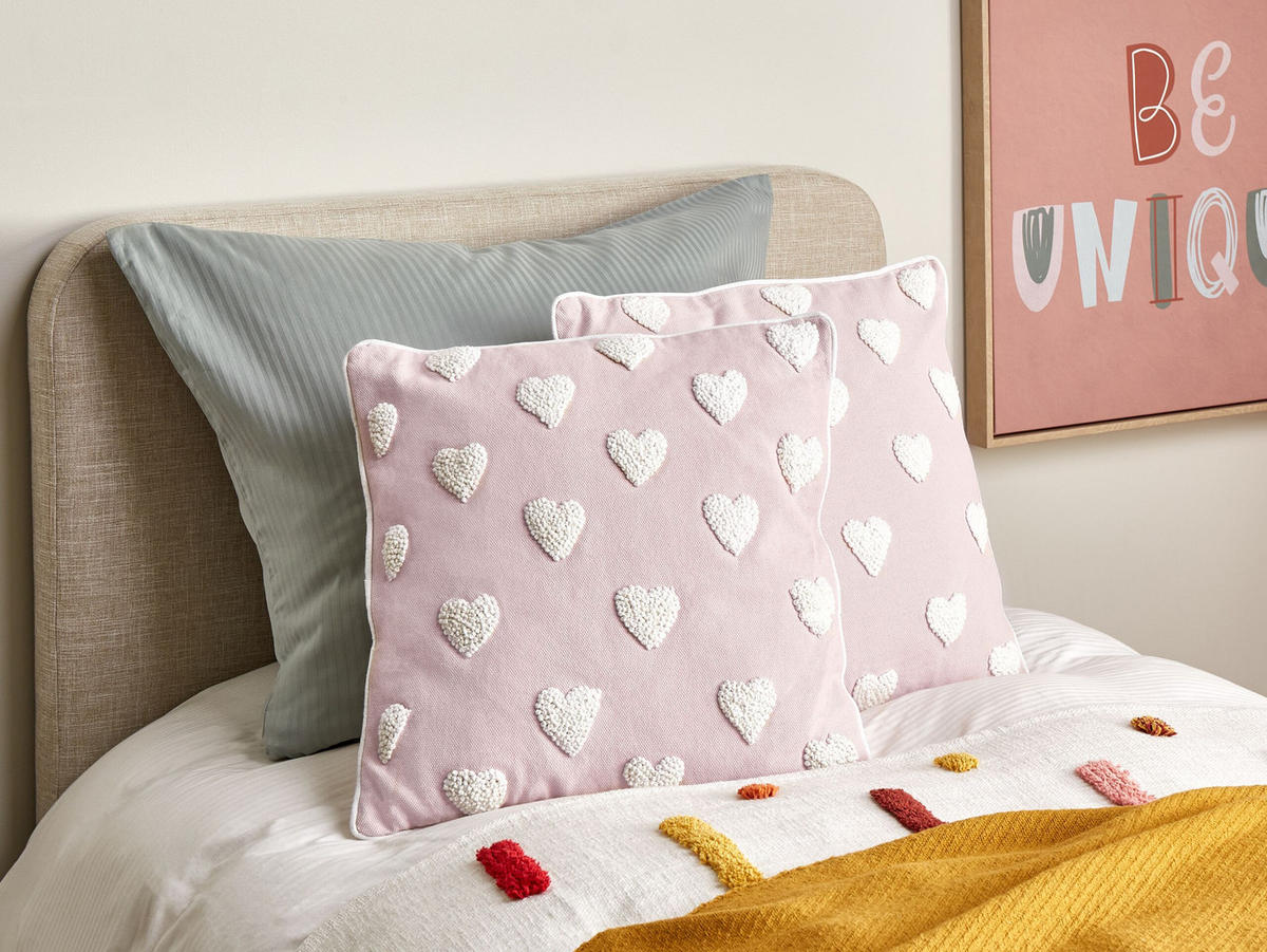 DEKOKISSEN 2er-Set Rosa 45/45 cm Gazania - Pink/Weiß, Textil (45/45cm) - Beliani
