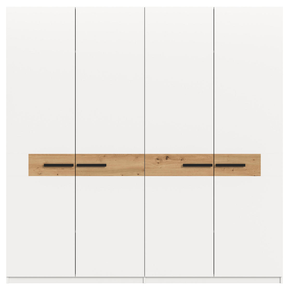 KLEIDERSCHRANK weiß, Artisan Eiche 200 x 201 cm, Drehtürenschrank 4-türig - Schwarz/Weiß, Holzwerkstoff/Kunststoff (200/201/55cm) - Inn.Furn
