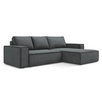 ECKSOFA mit Schlaffunktion Strukturstoff Stoff Grau - Schwarz/Grau, Kunststoff/Textil (290/185cm) - Makamii
