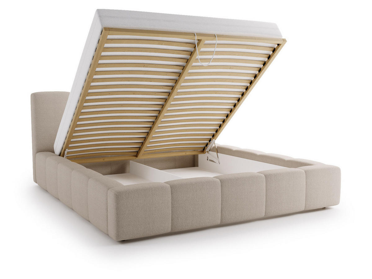 POLSTERBETT mit Bettkasten LARAS 160x200 Creme - Creme, Holzwerkstoff (160/200cm) - Compleo24