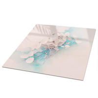 TISCHPLATTE 50x50 cm – Pastellblumen - Blau, Glas (50/50/0.4cm) - Wallfluent