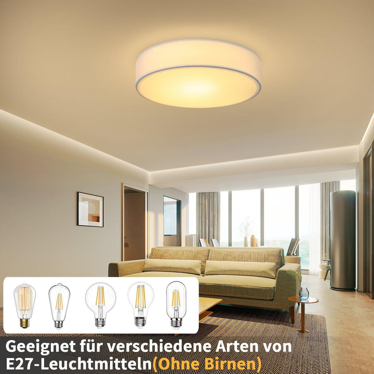 DECKENLEUCHTE Velsom 1-Flammig 30/30/5 cm - Weiß, Kunststoff (30/30/5cm) - ZMH