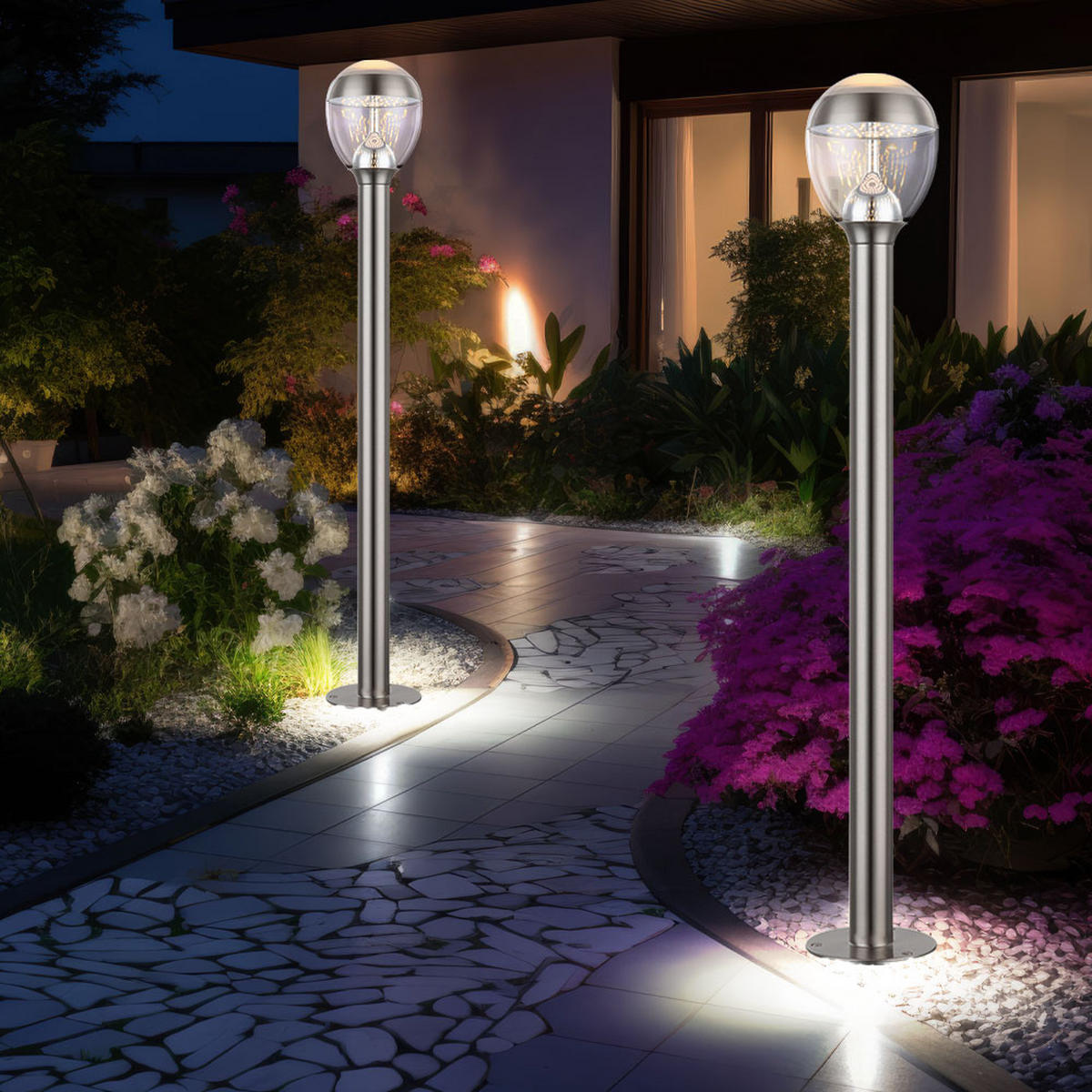 LED AUSSENLEUCHTE Callisto Edelstahl Silber - Silberfarben, Metall (15/15/99cm) - Globo Lighting