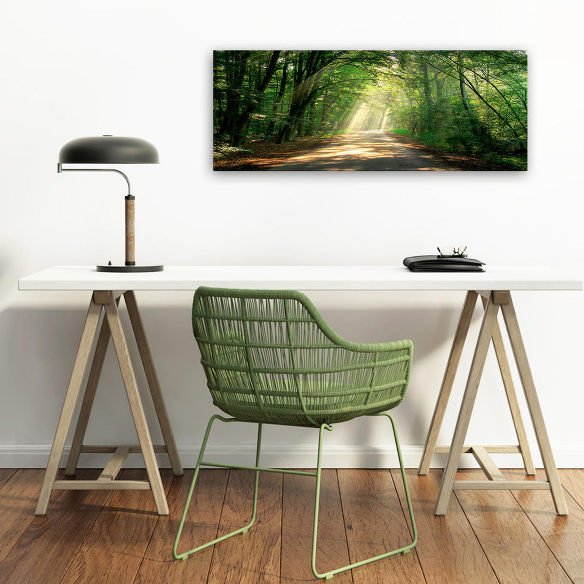 GLASBILD 80x30 cm Wald grün - Gelb, Glas (80/30cm) - artissimo