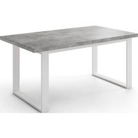 ESSTISCH Sana rechteckig ausziehbar, Grauer Beton 140/200/80/75 cm - Hellgrau/Weiß, Holzwerkstoff/Metall (140/80/75cm) - WFL GROUP