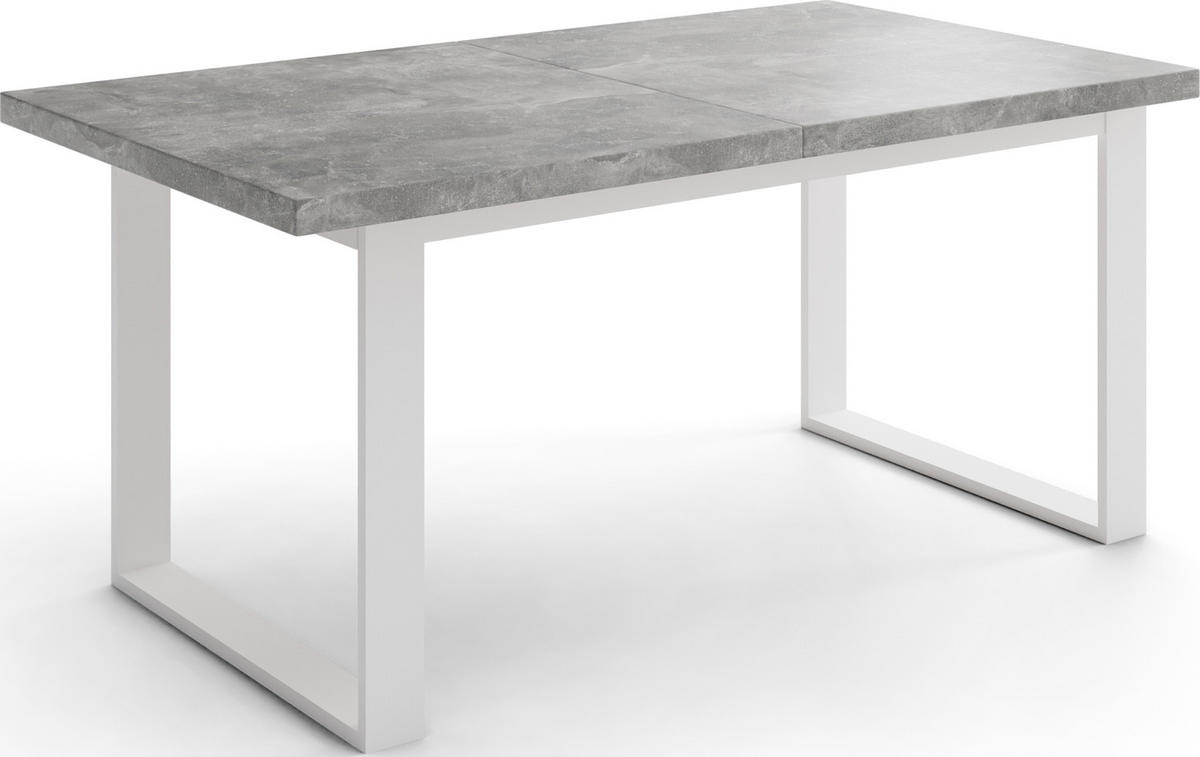 ESSTISCH Sana rechteckig ausziehbar, Grauer Beton 140/200/80/75 cm - Hellgrau/Weiß, Holzwerkstoff/Metall (140/80/75cm) - WFL GROUP