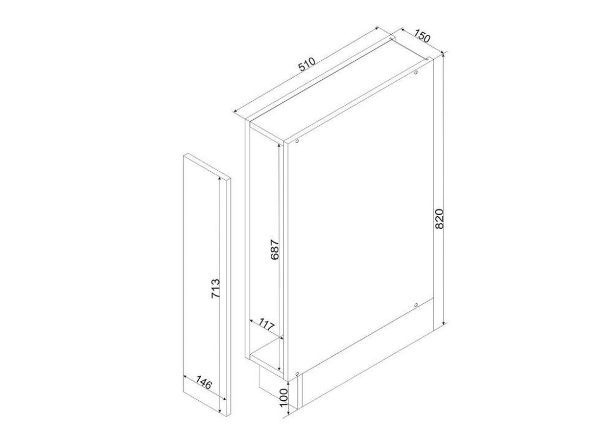 APOTHEKERSCHRANK D15CARGO ( S1600/1 ) – BONO – Elegante Stauraum Idee – Gold / Eiche - Eichefarben, Holzwerkstoff (15/82/51cm) - ROYAL24_MARKT