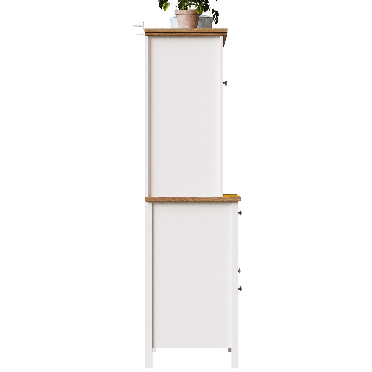 KÜCHENSCHRANK in Weiß Buffetschrank mit LED-Beleuchtung und verstellbaren Ablagen für Küche, B104/T40/H180 cm - Weiß, Glas/Holzwerkstoff (104/180/40cm) - STILVORA