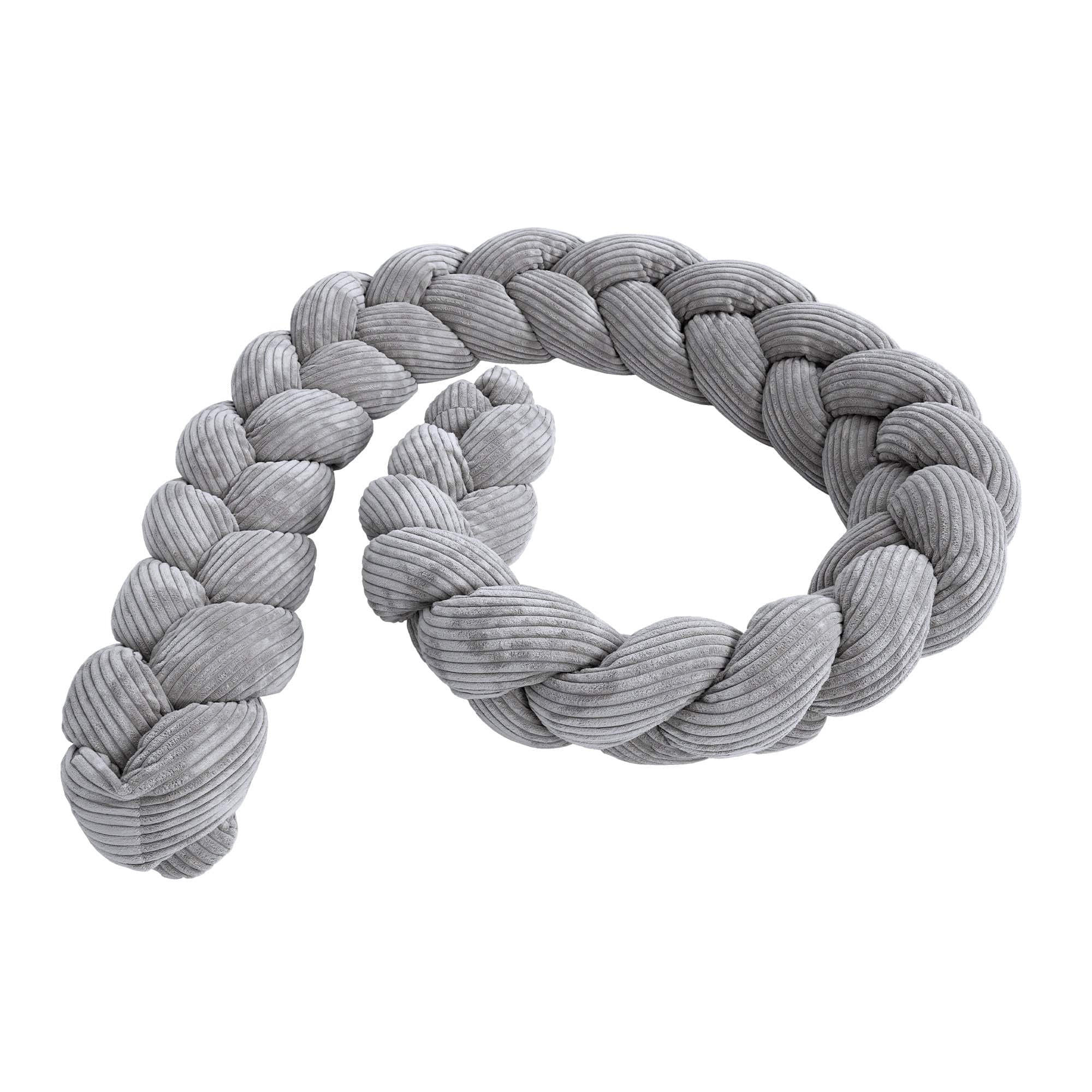 BETTUMRANDUNGSSCHUTZ geflochtene Bettschlange aus Cord, 200 cm, Grau - Grau, Textil - MeowBaby