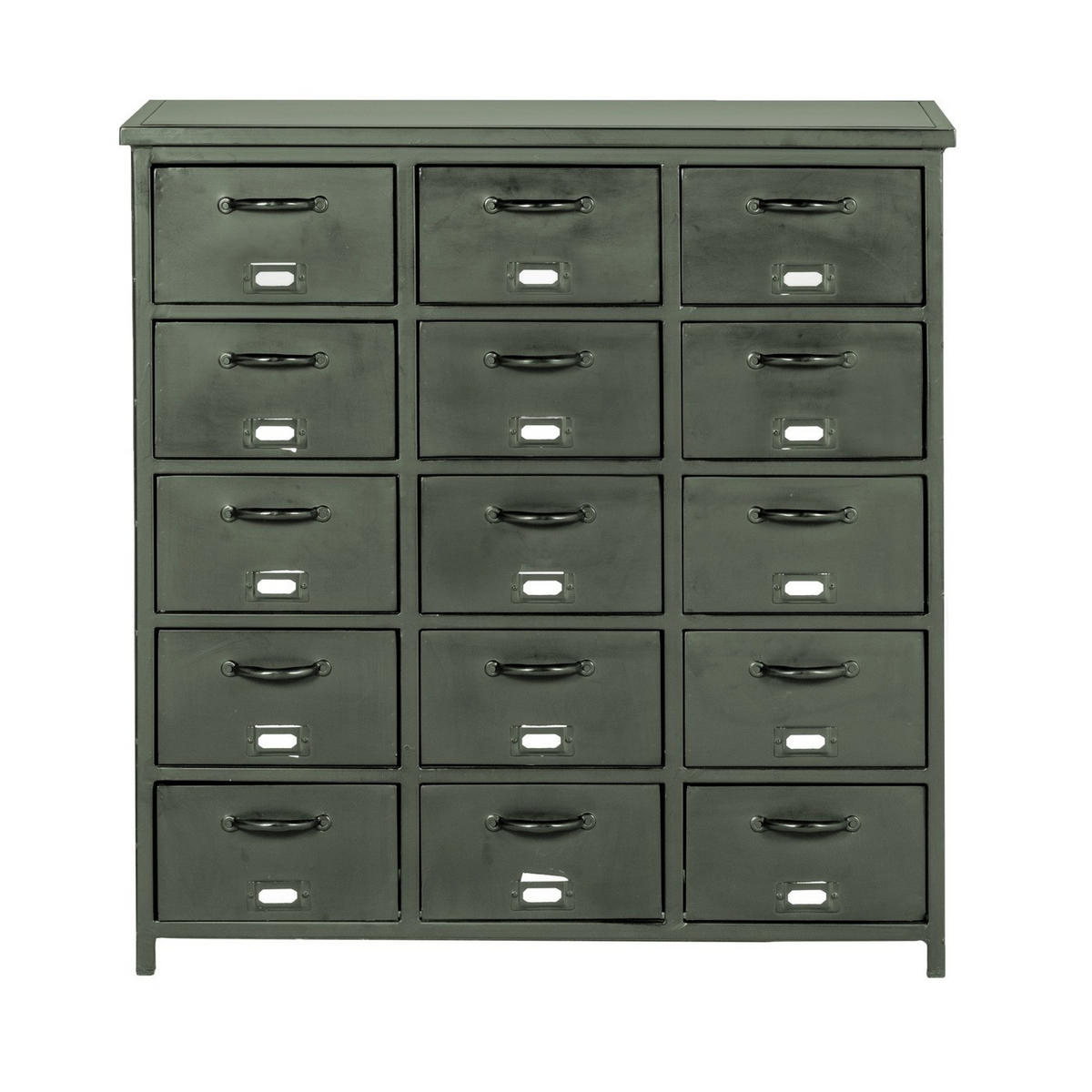 KOMMODE 15 Schubladen aus Metall, grün - Grün, Metall (88/88/37cm) - Giga Meubel