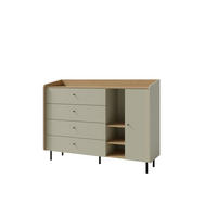 KOMMODE VETTA 155/115/42cm mit 4 Schubladen 1 Türen Hellgrün - Hellgrün, Holzwerkstoff (155/115/42cm) - MASSENO