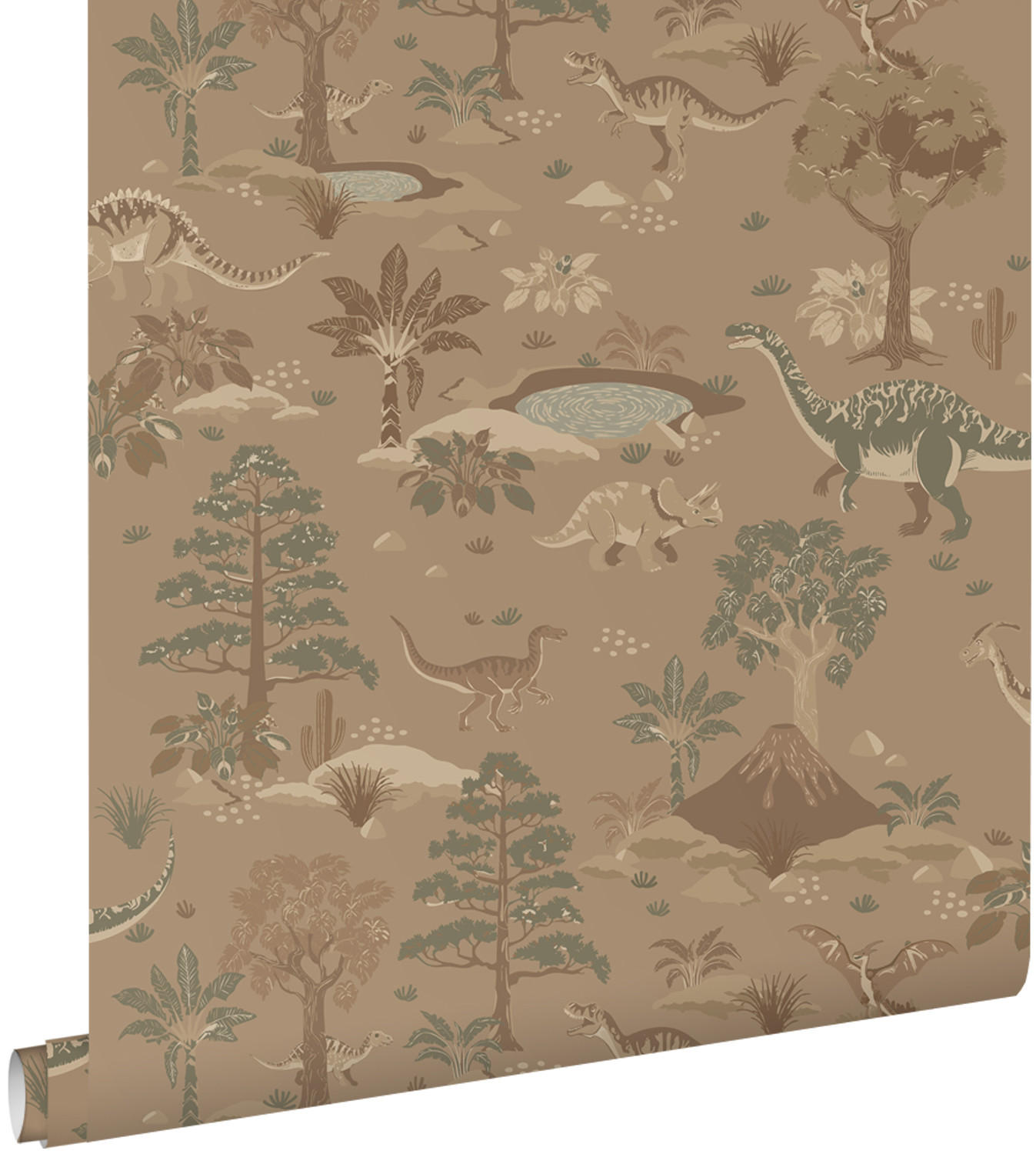 TAPETE Dinosaurier 50 x 900 cm - Braun, Papier (50/0.1cm) - ESTAhome