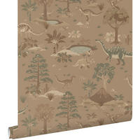 TAPETE Dinosaurier 50 x 900 cm - Braun, Papier (50/0.1cm) - ESTAhome