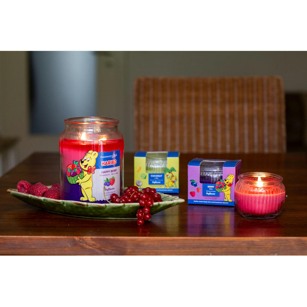 DUFTKERZE Haribo - Lila/Weinrot, Naturmaterialien/Glas (13cm)