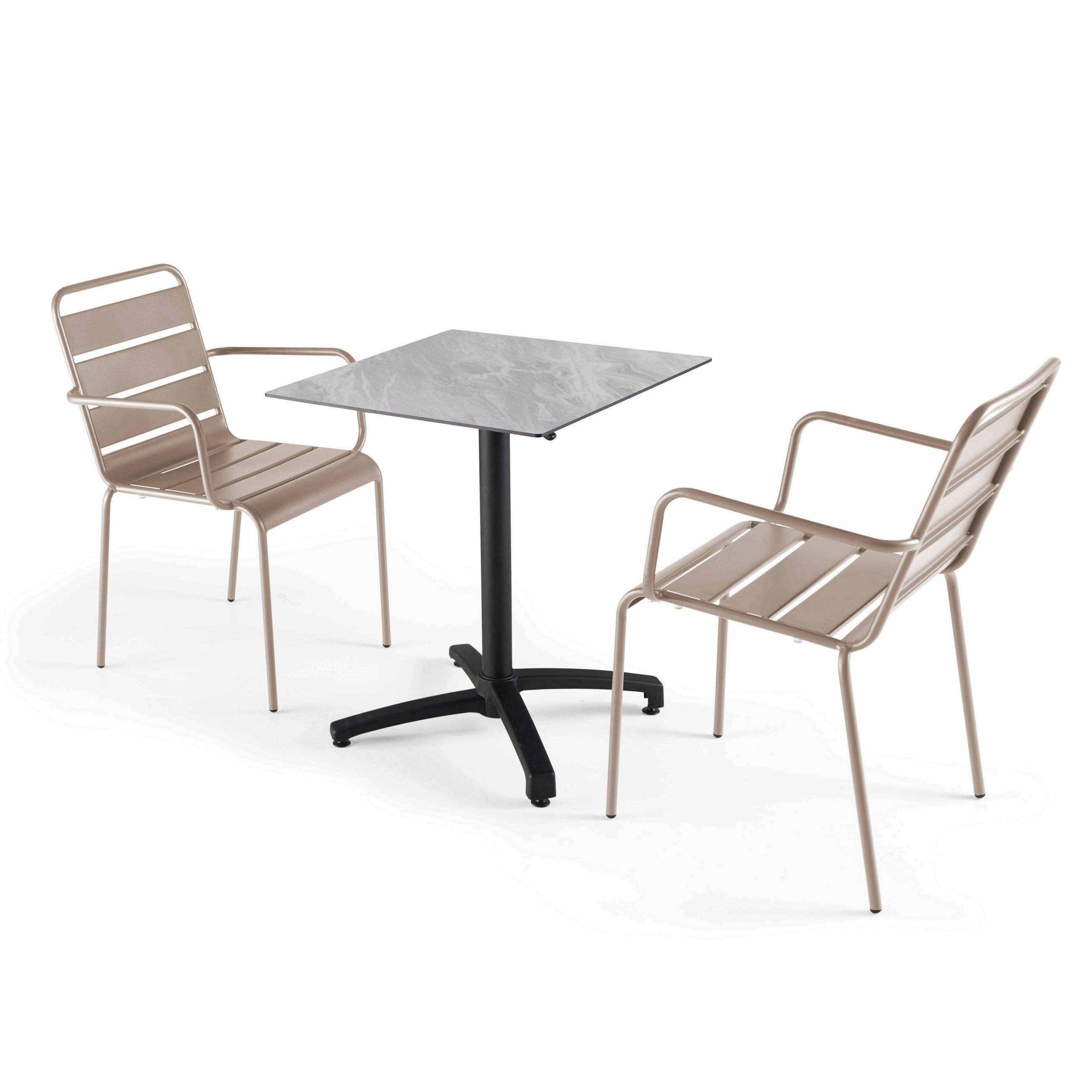 GARTENSET 3-tlg., Marmor und Taupe - Taupe, Metall - Oviala