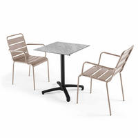 GARTENSET 3-tlg., Marmor und Taupe - Taupe, Metall - Oviala