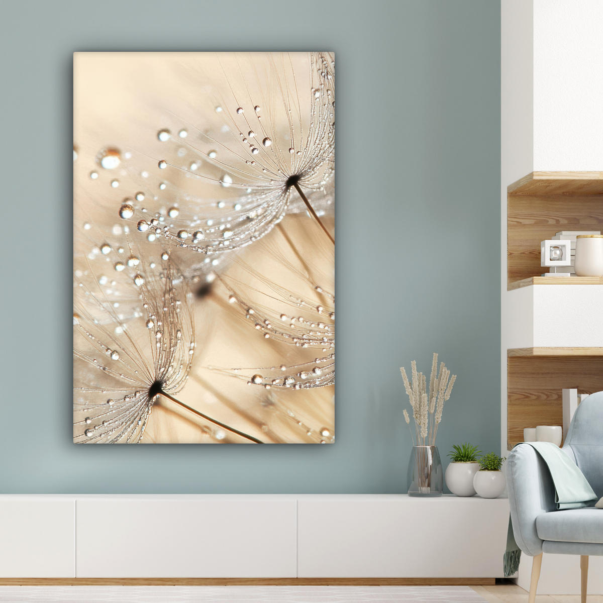 OBRAZ NA PLÁTNĚ Pampeliška - Abstraktní - Příroda - Béžová 80x120 cm - hnědá, textil (80/120cm) - MuchoWow