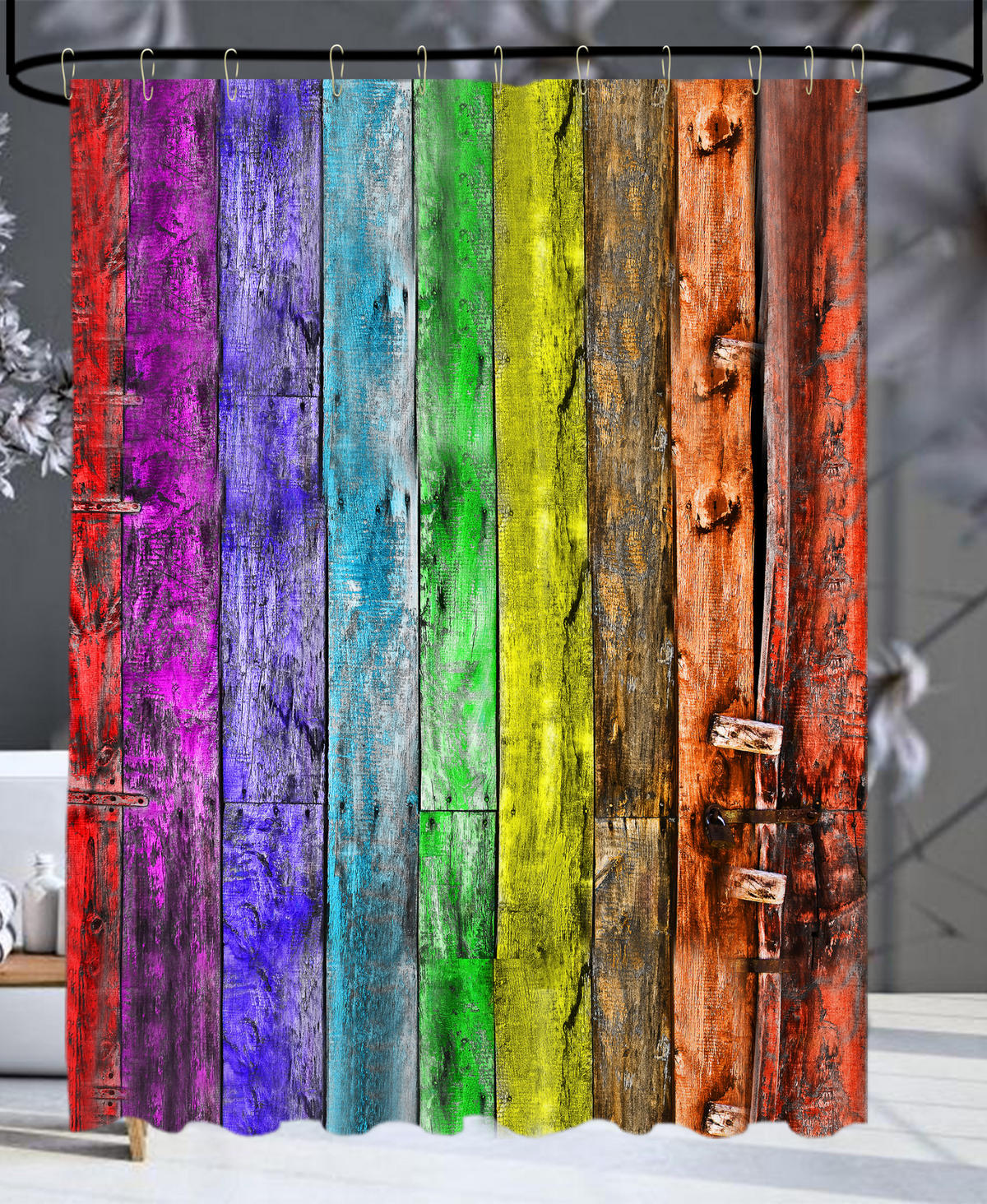 DUSCHVORHANG Rainbow 180 x 200 cm - Rot, Textil (180/200cm) - Sanilo