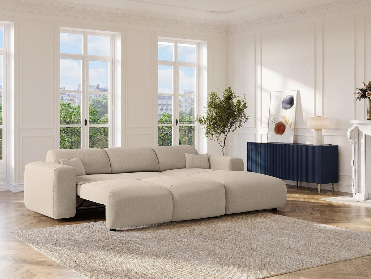 SOFA - 5 Personen - stoff - beige Pogni - Beige, Textil (283/77/180cm) - Vente-Unique