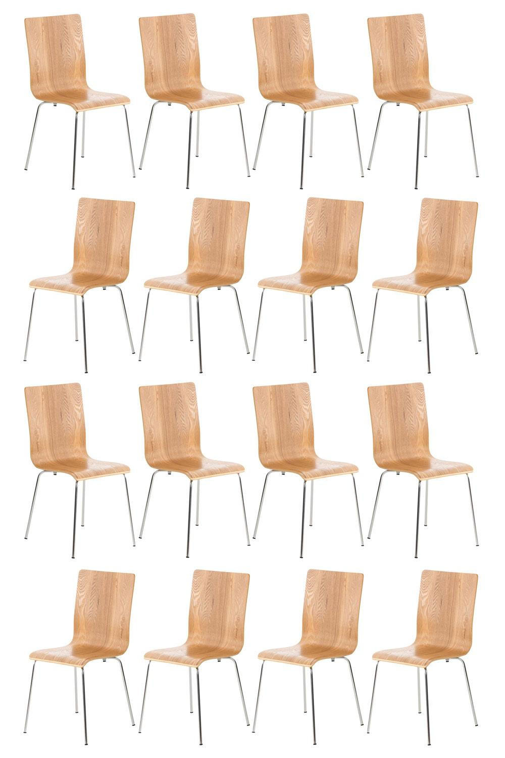 BESUCHERSTUHL 16er Set Holz eiche - Eichefarben, Holz/Metall (43/87/47cm) - CLP