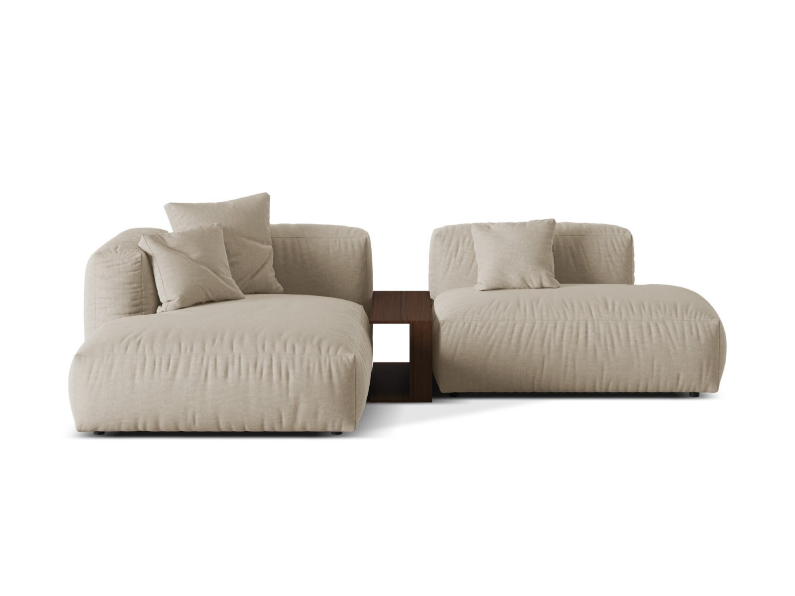 ECKSOFA modular links Martina aus strukturiertem Stoff leichtes beige 2 Sitzplätze - Creme, Textil (176/285cm) - Micadoni