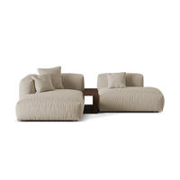 ECKSOFA modular links Martina aus strukturiertem Stoff leichtes beige 2 Sitzplätze - Creme, Textil (176/285cm) - Micadoni