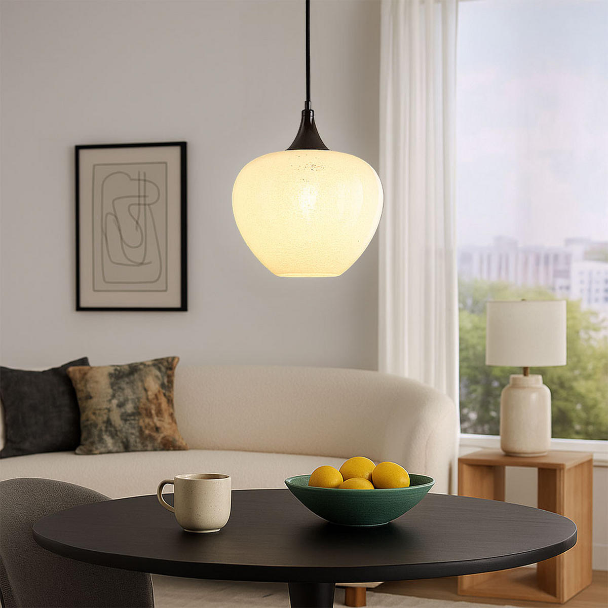 LED HÄNGELEUCHTE Glas Schwarz Chrom - Silberfarben, Glas (29/29/120cm) - Globo Lighting