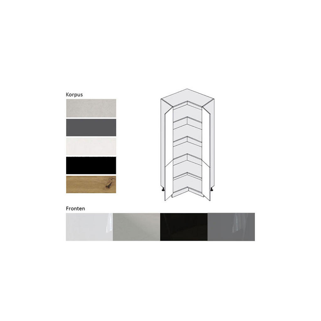 Thumbnail - Feldmann-Wohnen Eckvorratsschrank, Grau, Schwarz, Holz, 4 Fächer, 90x207x90 cm, Küchen, Küchenmöbel, Küchenregale