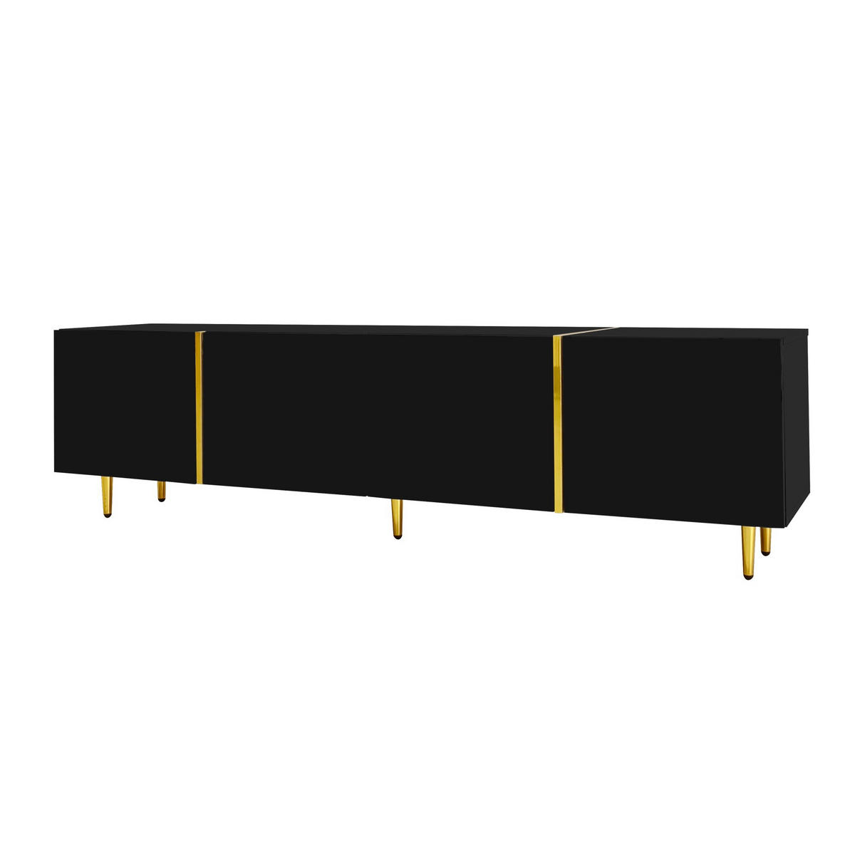 TV-ELEMENT mit 4 Türen 170 x 35 x 46 cm MDF Schwarz Hochglanz - Schwarz, Holzwerkstoff (35/46/170cm) - Beauniv