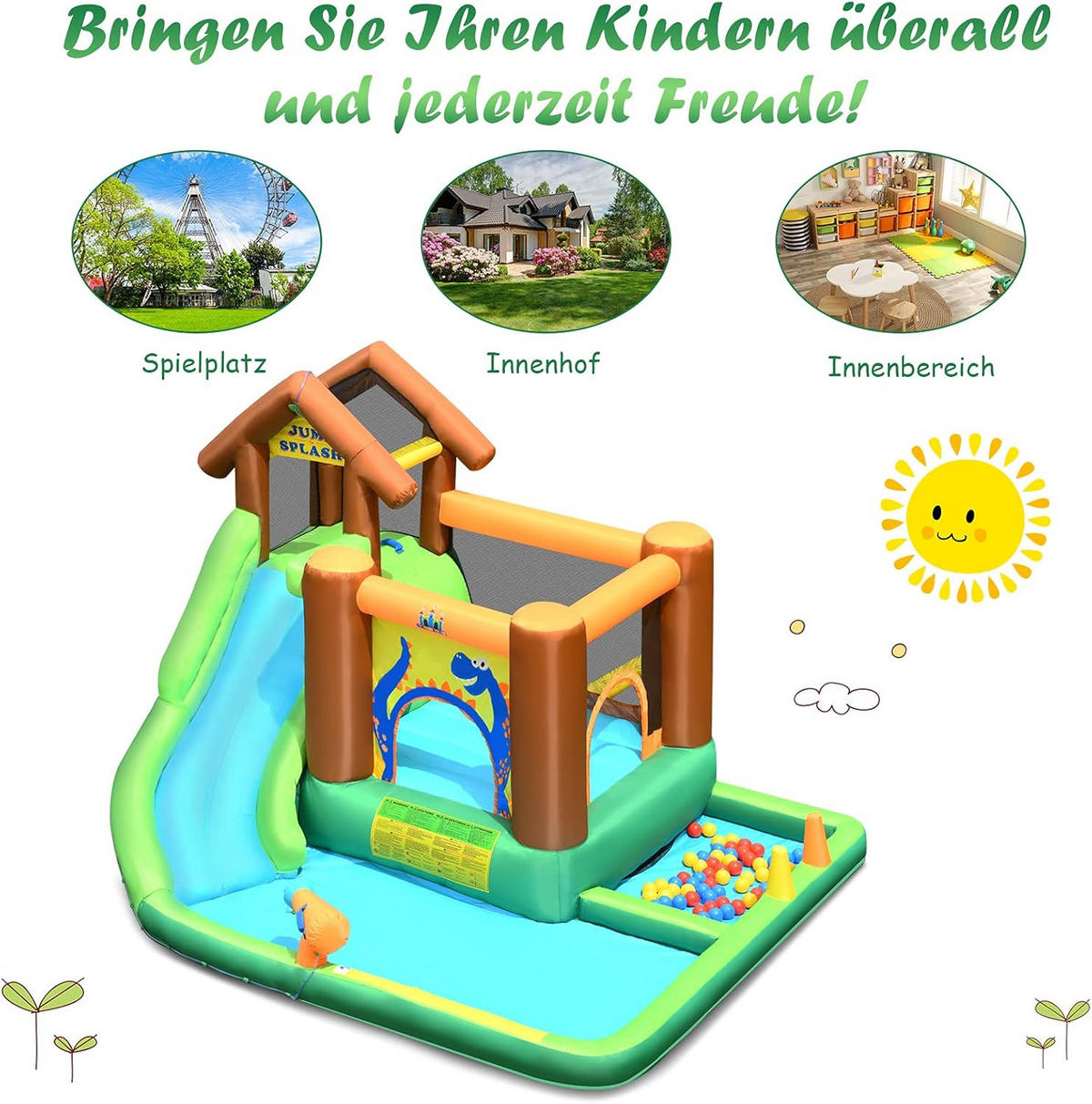 HÜPFBURG 230cm Multicoloured - Multicolor, Kunststoff (368/303/230cm) - COSTWAY