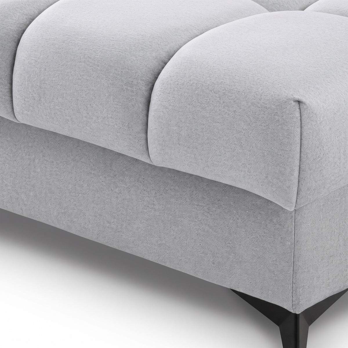 ECKSOFA PUDDING L Rechts mit Schlaffunktion 125x195 Velours Hellgrau - Hellgrau/Schwarz, Holz/Textil (275/203cm) - Muffo