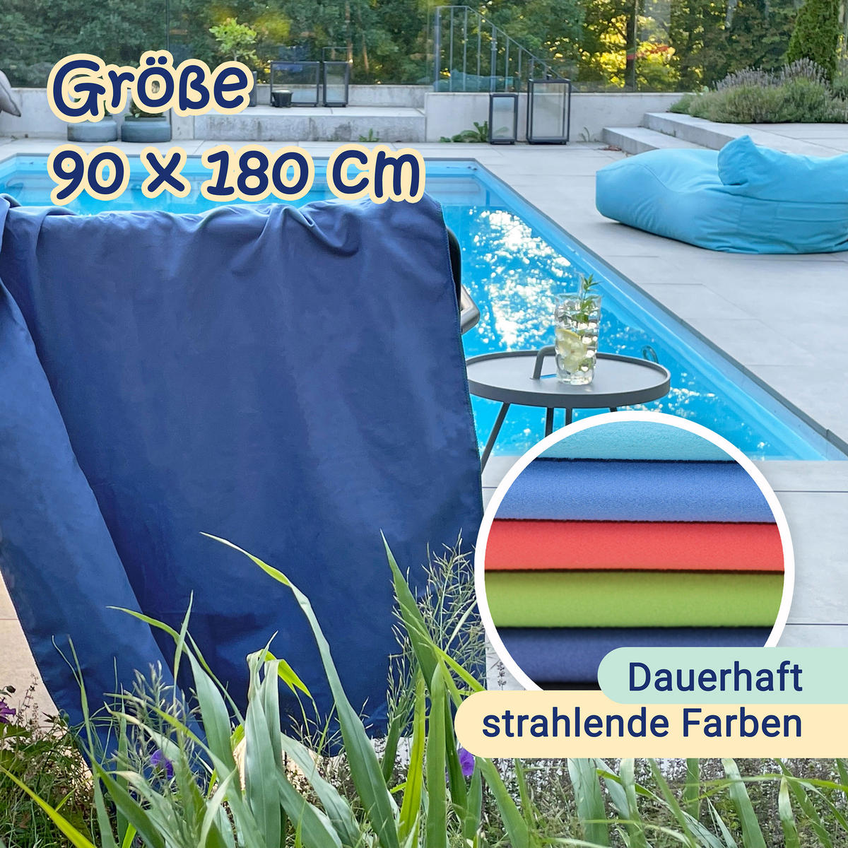 STRANDTUCH, 90x180 cm, 80% Polyester, 20% Polyamid, Blau - Dunkelblau, Textil (90/180cm) - Zollner