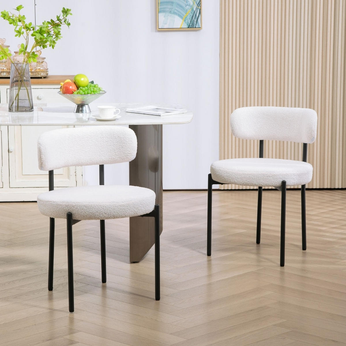 STUHL-SET DE-36033 2 Stück mit Metallbeinen Cremeweiß - Creme, Metall (51/76/51cm) - ComfortXL