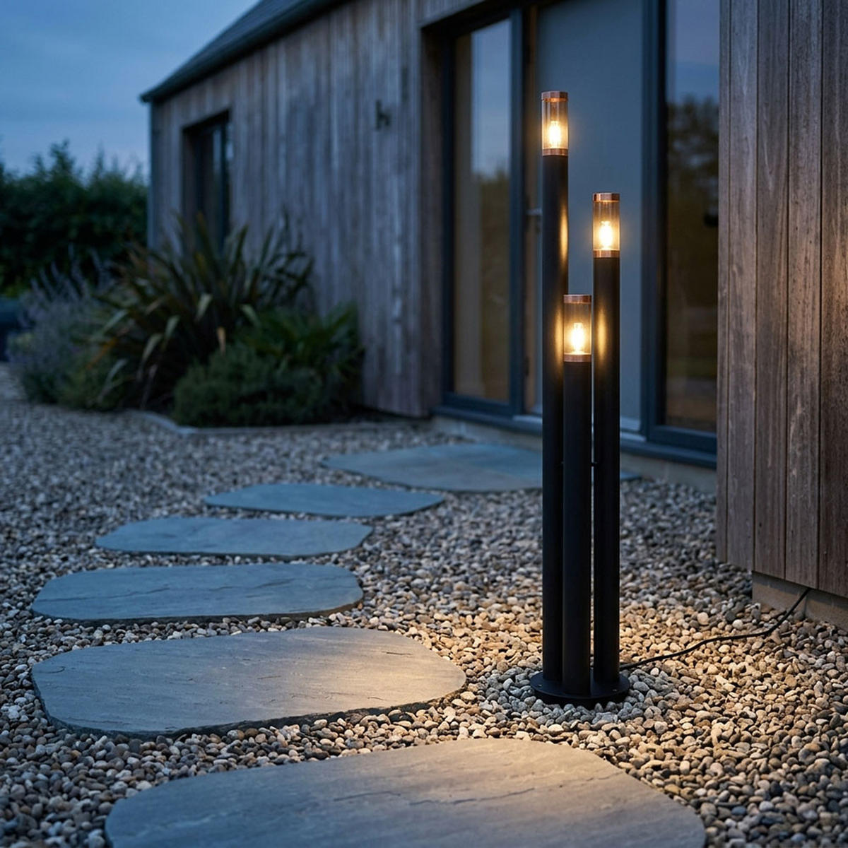 RGB LED STEHLEUCHTE Edelstahl Schwarz - Schwarz, Metall (28/28/170cm) - Globo Lighting