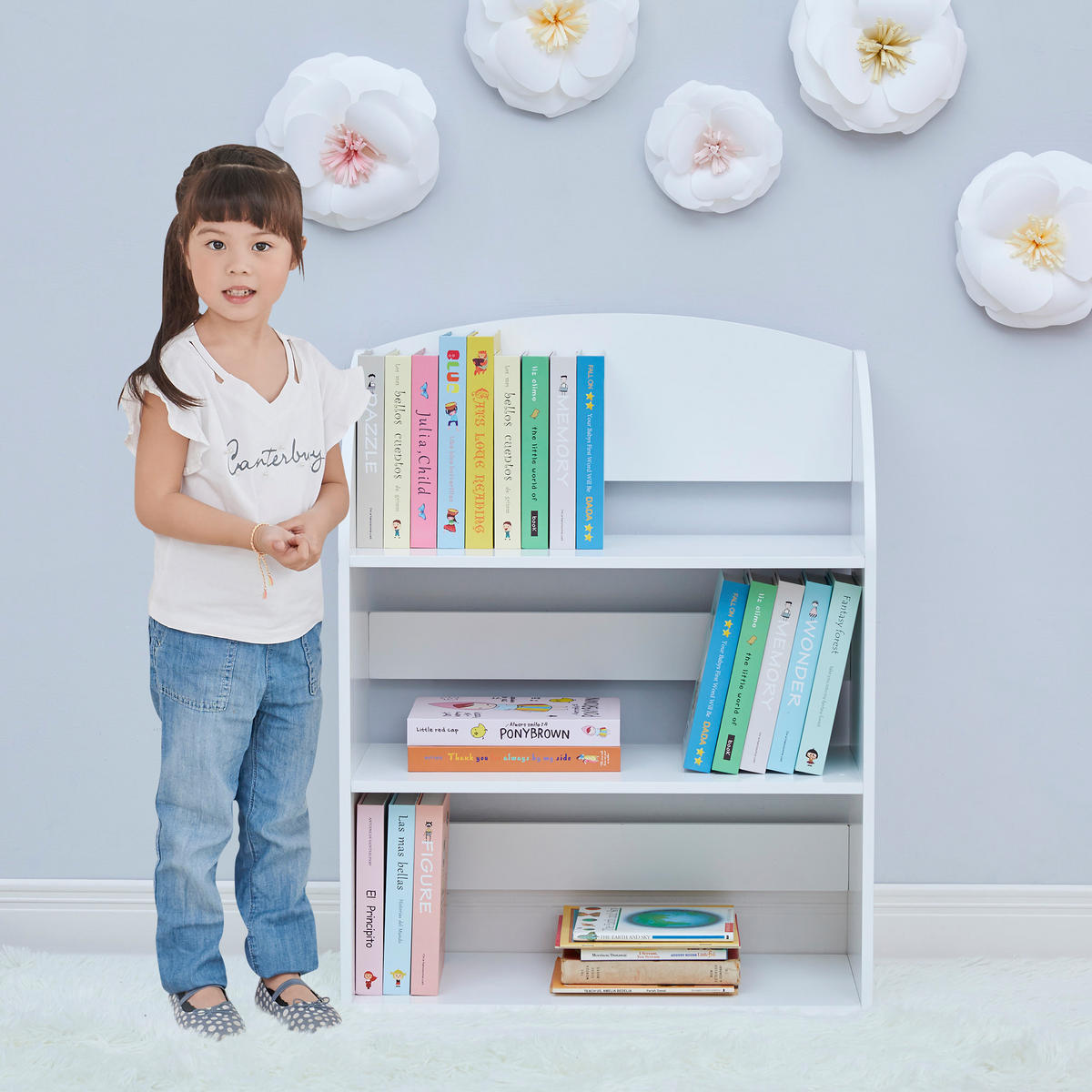 BÜCHERREGAL für Kinder, Weiß, 78 cm - Weiß, Holz (26/78.1/59.7cm) - Teamson Kids