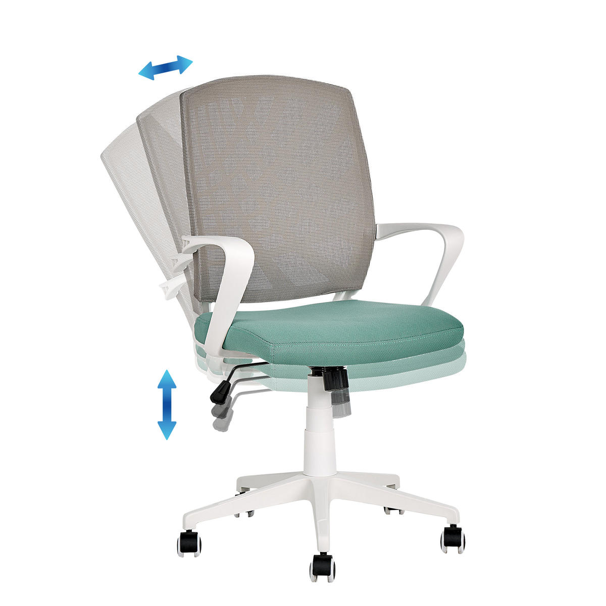 BÜROSTUHL Polyester Grau Bonny - Grau, Kunststoff/Textil (66/97/47cm) - Beliani