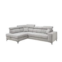 ECKSOFA mit Schlaffunktion und Bettkasten, Luxus-Mikrofaser - Taupe/Schwarz, Textil/Metall (282/198cm) - ed exciting design