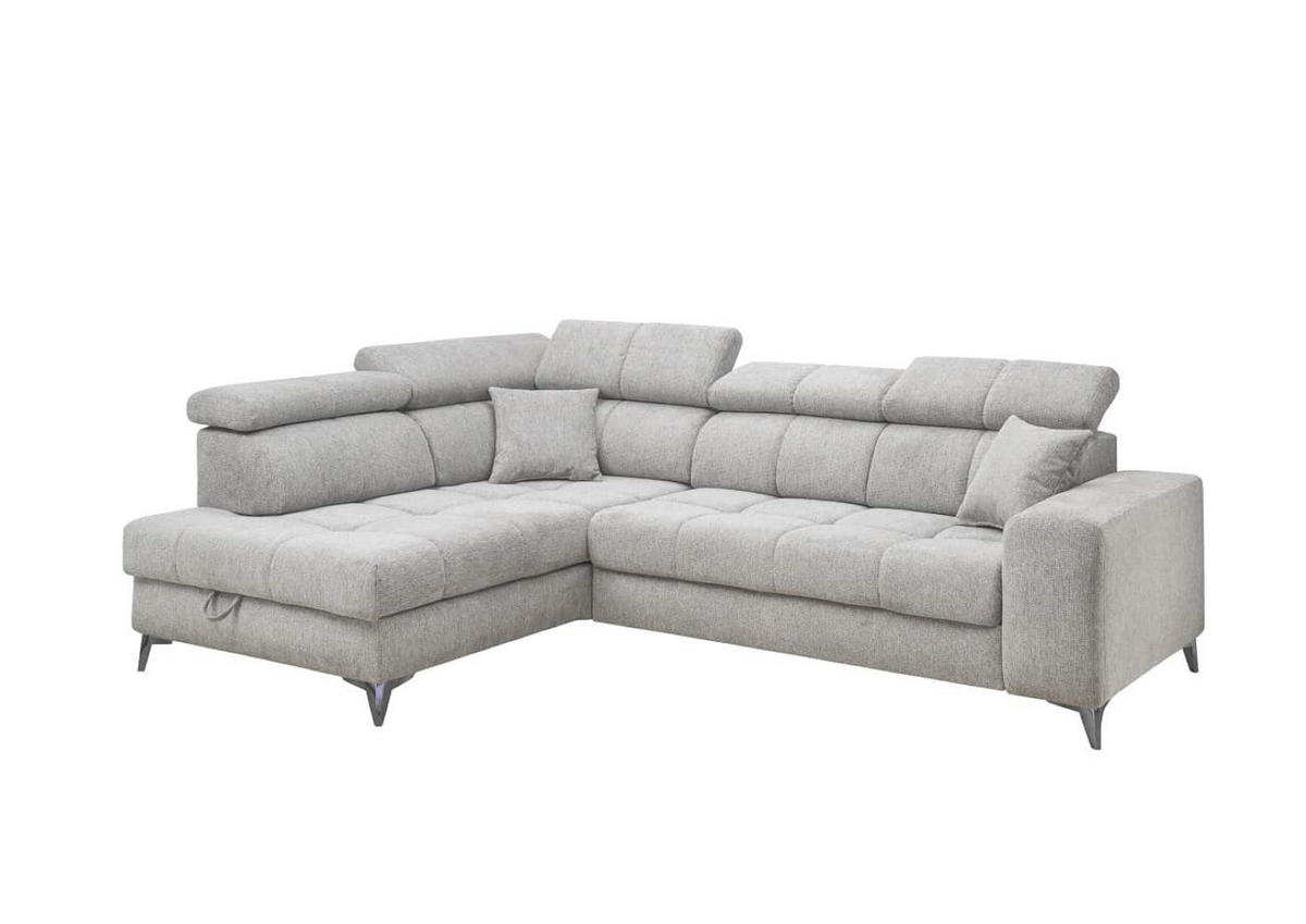 ECKSOFA mit Schlaffunktion und Bettkasten, Luxus-Mikrofaser - Taupe/Schwarz, Textil/Metall (282/198cm) - ed exciting design