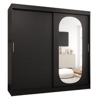 SCHWEBETÜRENSCHRANK 200/200/62 2-türig - Silberfarben/Schwarz, Holz (200/200/62cm) - MÖBEL KRYSPOL