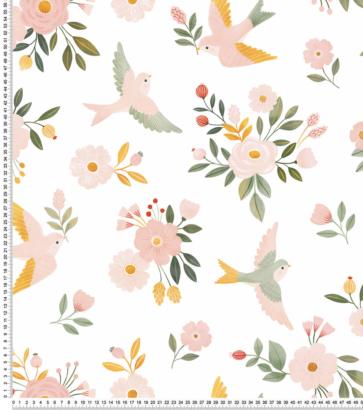 VLIESTAPETE Alysse, Vögel und Blumen 50 cm x 10 m, bunt - Pink/Weiß, Papier (1000/50cm) - Lilipinso