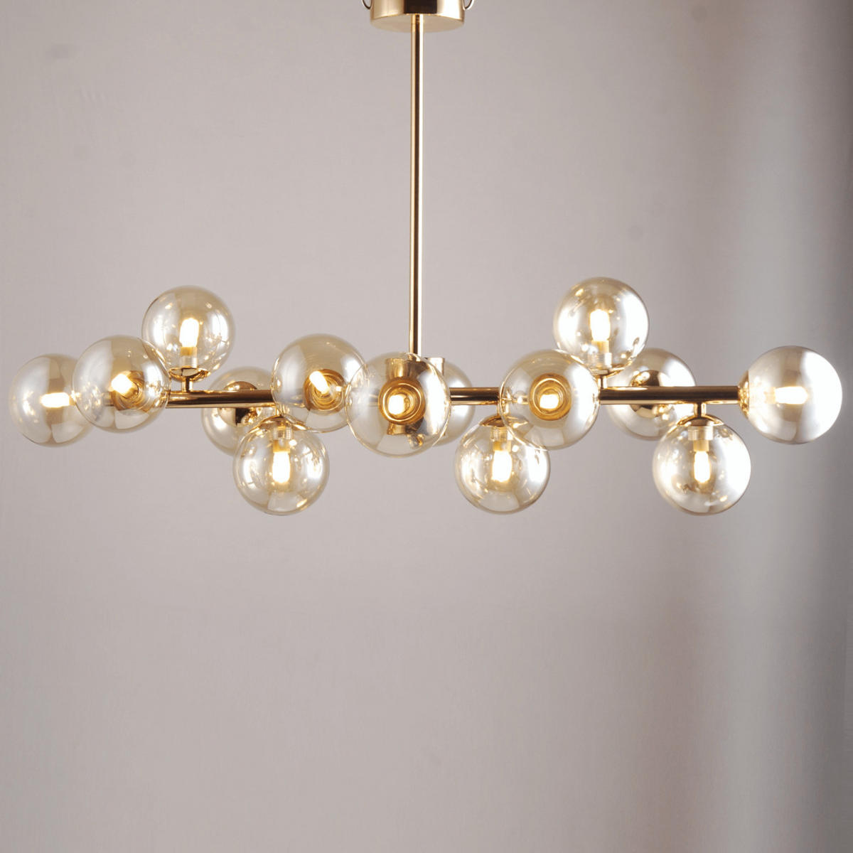 HÄNGELEUCHTE Osanna, Roségold und bernsteinfarben, 86cm - Roségold, Glas (86/42/54cm) - KOSILUM
