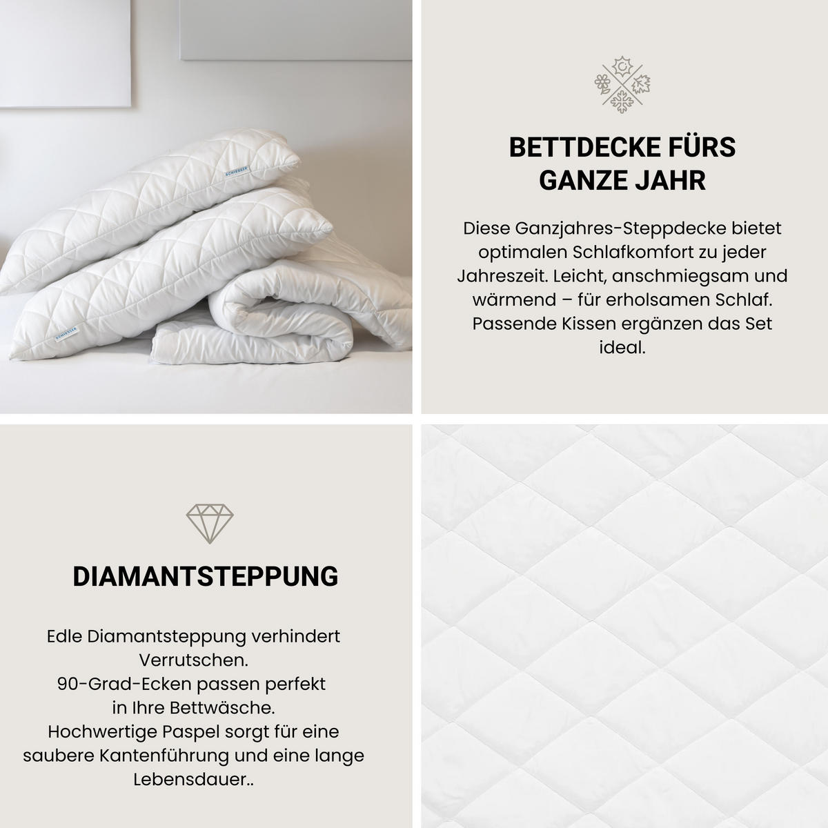 GANZJAHRESBETTDECKE Hygge - 155 x 220 cm - Weiß - Weiß, Textil (155/220cm) - SCHIESSER