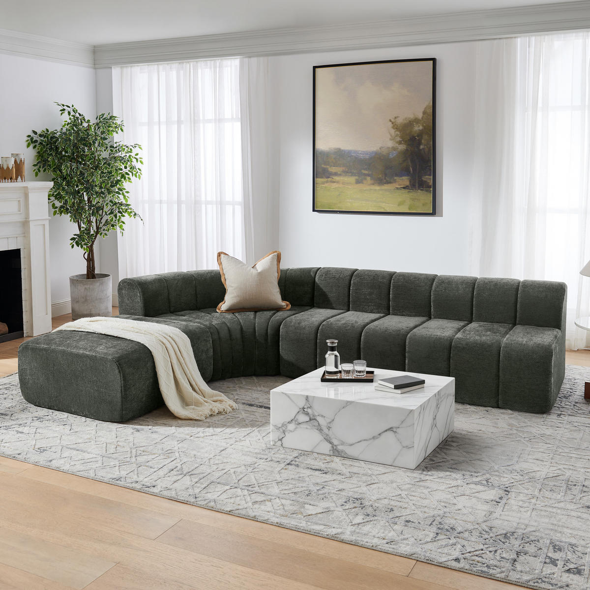 ECKSOFA DE-34633 4-Sitzer modular Schwarz - Schwarz, Textil (189/283cm) - ComfortXL