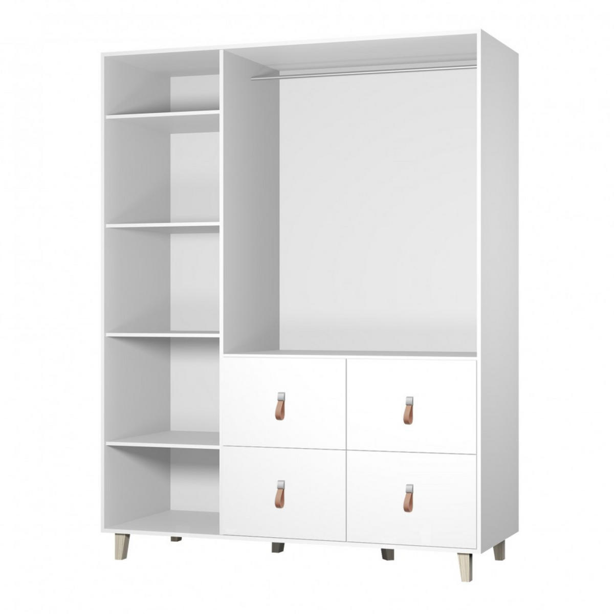 DREHTÜRENSCHRANK - Fago 3D4S - Weiß, Holzwerkstoff/Metall (150/201.5/55cm) - Möblo