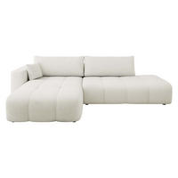 ECKSOFA Furyn O Boucle, Seite: Links - Creme/Schwarz, Holzwerkstoff/Kunststoff (262/145cm) - MIRJAN24