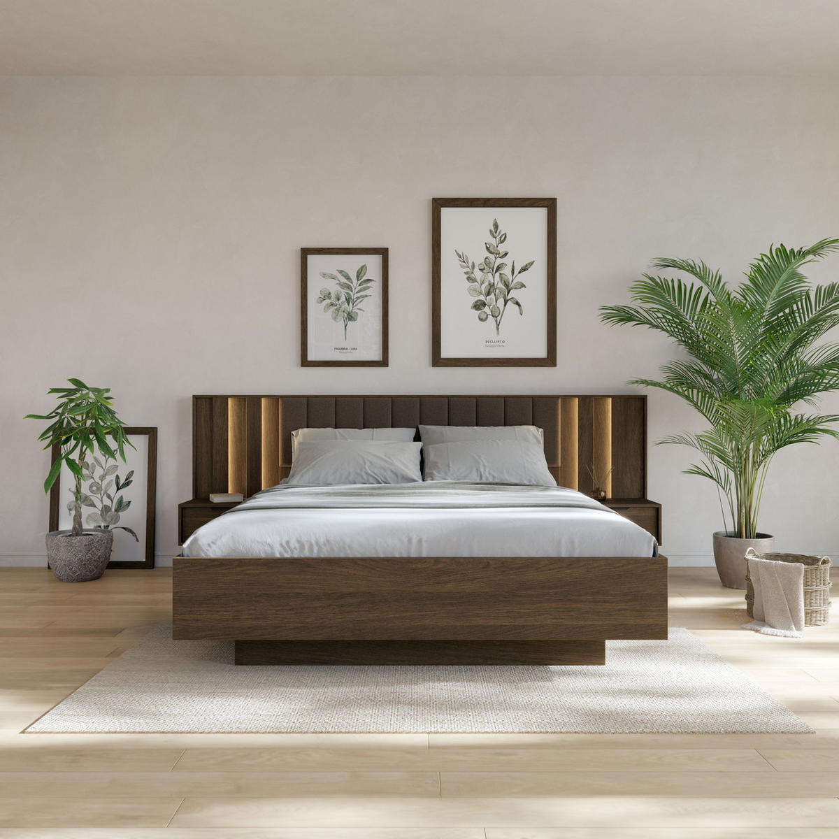NACHTTISCHE 50 cm Resta, LED, Schubladen, Eiche Dunin - Eichefarben, Holz (50/102/40cm) - Emporius