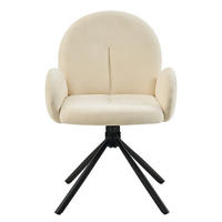 ESSTUHL 2er-Set Cremeweiß Drehbar mit Armlehnen und Samt-Optik - Creme, Metall (53.5/86.5/36cm) - PANGIVO