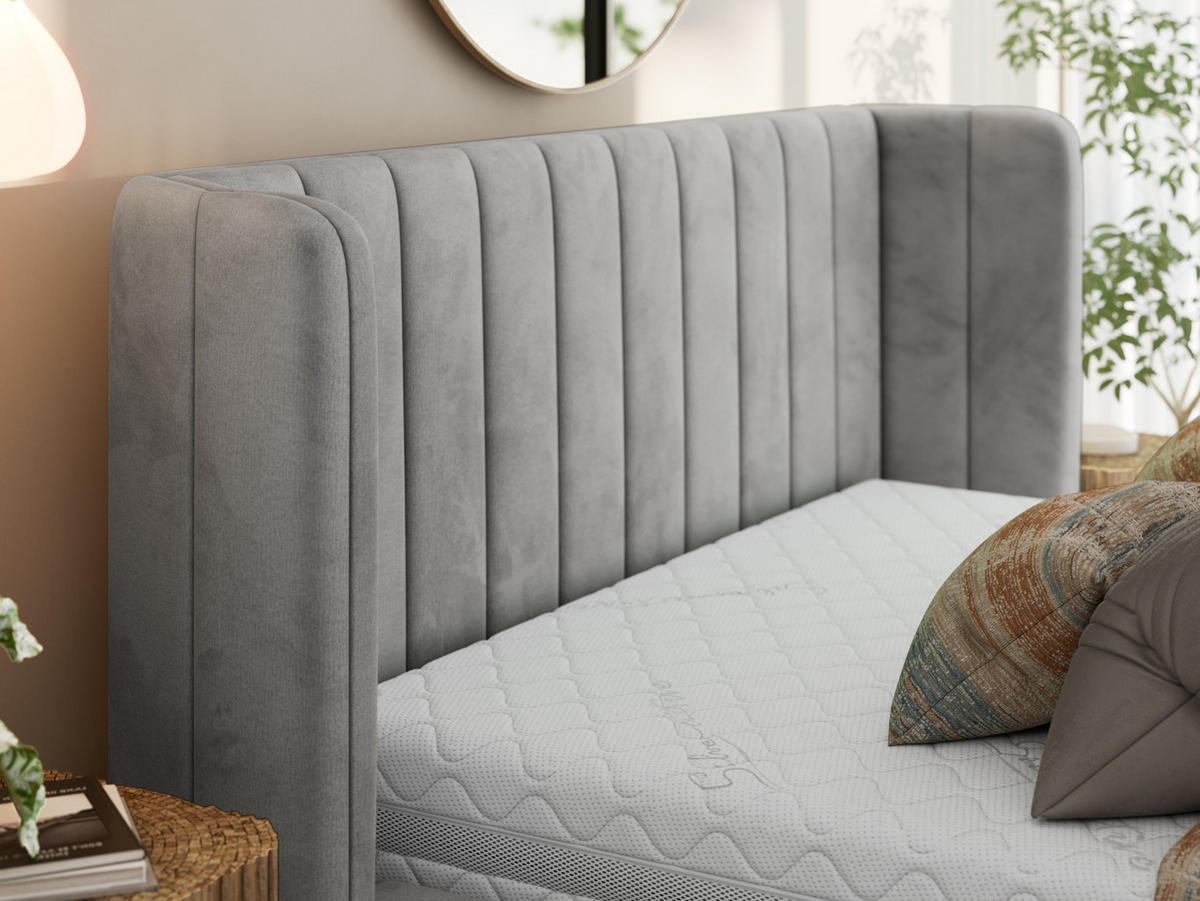 POLSTERBETT GOLETTA CLASSIC 180/200 - Hellgrau Velvet - Schaum-Matratze - Hellgrau, Textil (180/200cm) - MKS