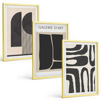 BILDER SET 3er Set - 40x60 cm Goldrahmen - Abstrakte minimalistische Poster - Goldfarben, Kunststoff (40/60cm) - TULUP