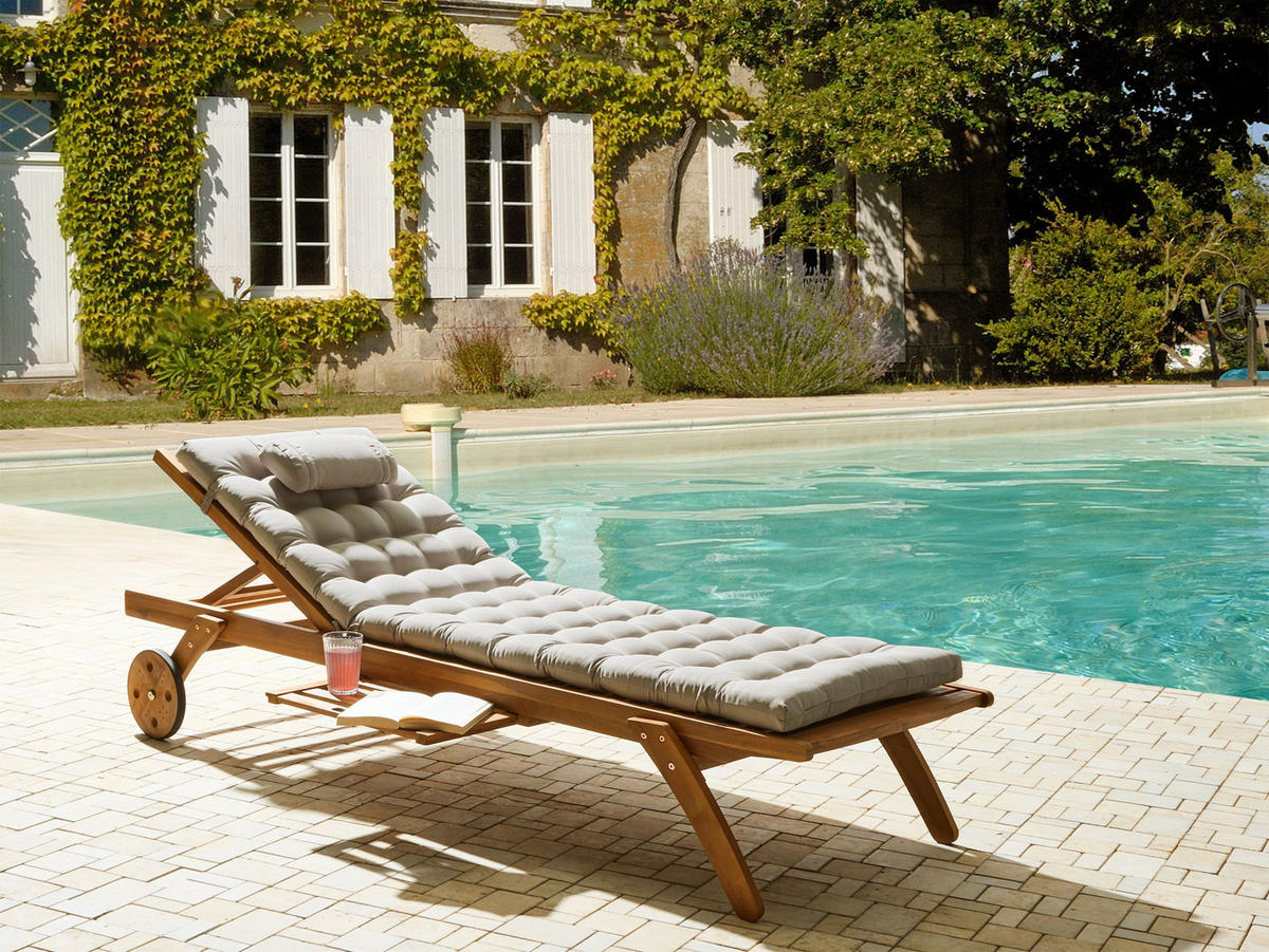 LIEGENAUFLAGE Taupe 56/192 cm Cesana Premium - Taupe, Textil (192/5/56cm) - Beliani